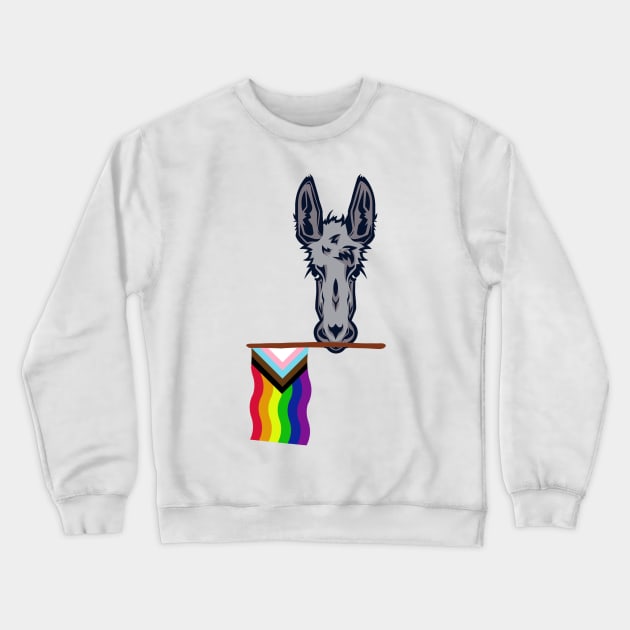 Progressive Pride Democratic Donkey Crewneck Sweatshirt by Little Duck Designs